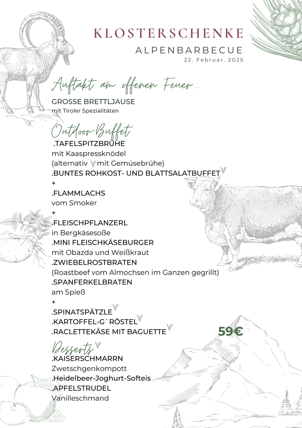Restaurant Kloster Pfalzel ALPENBARBECUE 22. FEBRUAR  - 17:30 Uhr