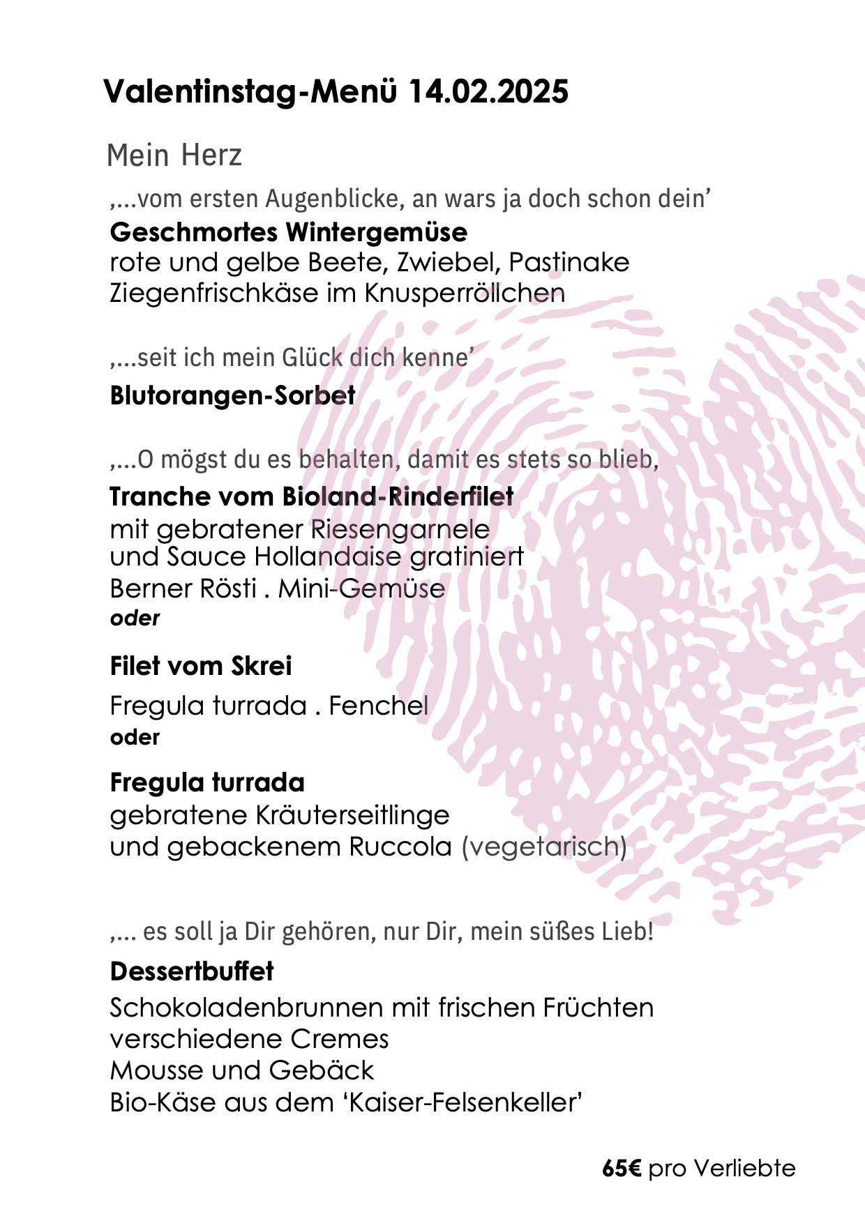 Restaurant Kloster Pfalzel Valentinstag-Menü 14.02.2025