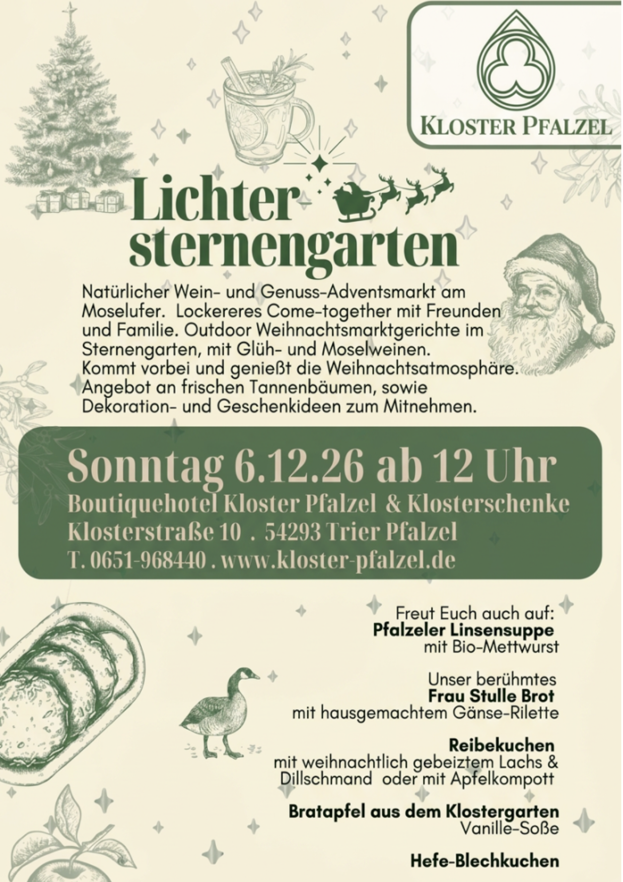 Restaurant Kloster Pfalzel Sonntag 6. Dezember 2026 Wein-und Genussmarkt Restaurant Kloster Pfalzel Sonntag 6. Dezember 2026 Wein-und Genussmarkt