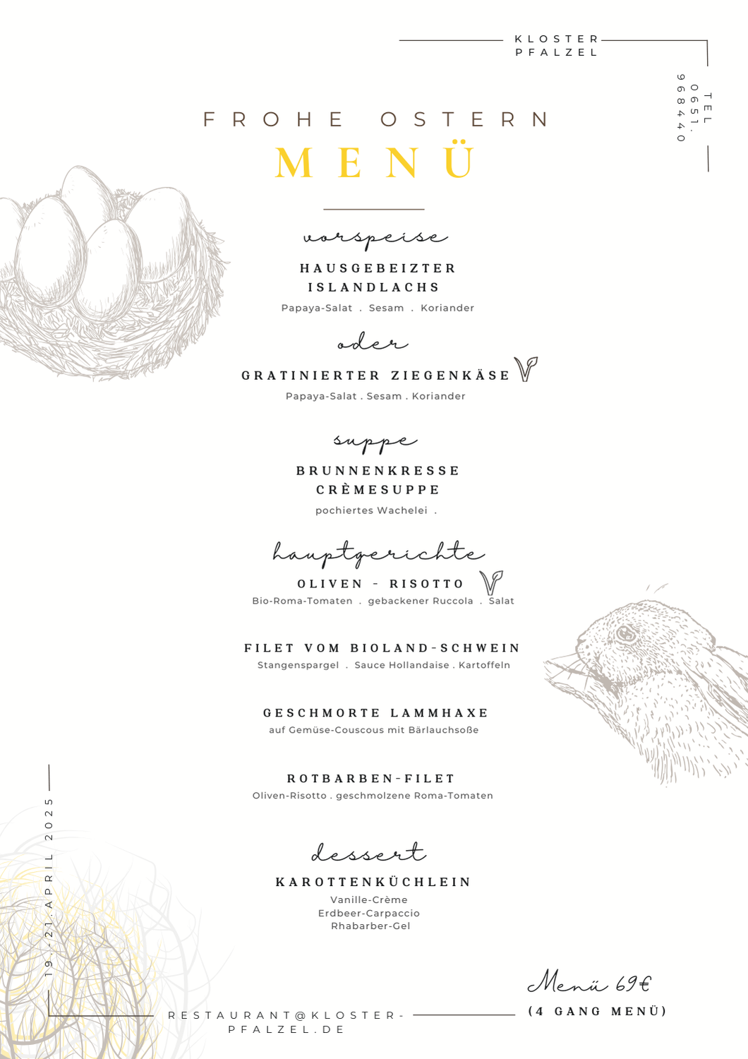 Restaurant Kloster Pfalzel Ostern in der Klosterschenke!